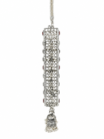 ELVORA GEMS Cadena de cintura étnica vintage chapada en plata con incrustaciones de diamantes de imitación y colgante de borla para uso diario y bodas para mujer