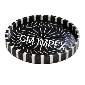 Bandeja de servicio con incrustaciones de fregona y hueso personalizada hecha a mano para el hogar, boda o decoración de muebles de restaurante - Product Image 1