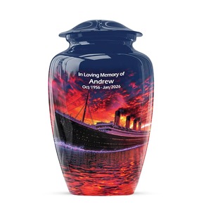 Titanic Ship Cremation Urn Adult Human <b>Ashes</b> Ocean Sunset Memorial Funeral Personalized Aluminum Eco-Friendly Durable <b>Keepsake</b> - Product Image 4