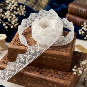 Hot Sale Premium White Organza Glass Nylon Lace Trim - Floral Embroidered Scalloped Edge Ribbon for <b>Sewing</b>, DIY Crafts & Apparel - Product Image 1