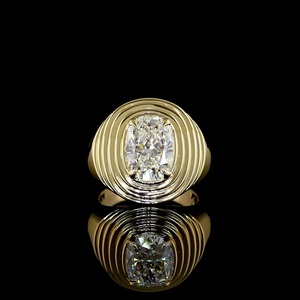 Unique 2.75 CT IGI Certified Cushion Cut CVD HPHT Lab Grown Diamond Ribbed Oval Bezel Engagement Ring for Women - Product Image 1