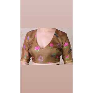 Sari Tradicional Tejido con Hilo Zari, Color Vino, Seda Tussar Suave, Pichwai, Ropa India y Pakistaní, Tejidos de Élite, 450g - Product Image 1