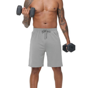 Shorts pour hommes à logo imprimé en tissu lisse, poches zippées, personnalisables, en polyester et élasthanne, pour le sport – Vente chaude - Product Image 3