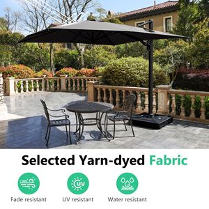 Ombrello da giardino a sbalzo da 10 piedi con rotazione di 360 gradi e regolazione dell'inclinazione ombrello esterno Offset quadrato su palo grigio in alluminio - Product Image 3