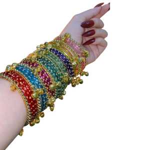 Bracelets kashmiris tendance très demandés pour femmes, en verre traditionnel, plaqués or, pour mariage et fêtes - Product Image 1