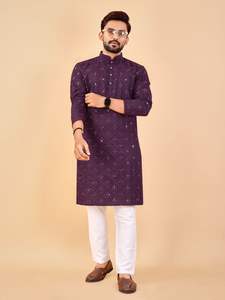 Nueva Kurta de Maruti Fashion para hombre con pijama en tela de algodón suave bordado espejo trabajo para boda/ropa tradicional-Venta en línea - Product Image 2
