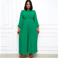 SE11250 Nouvelle combinaison africaine unie à manches longues plissée grande taille respirante taille haute ample pour femme