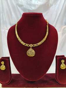 Women's Brass 18K Gold Plated Lock Design Necklace <b>Set</b> Traditional Wedding Engagement Anniversary Party Trendy - Product Image 2