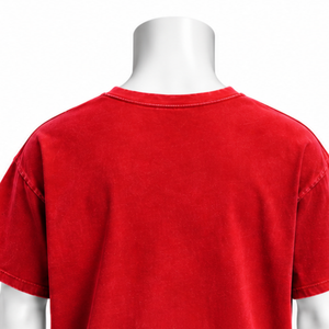 T-shirt rouge délavé avec poche poitrine, en coton vintage, manches courtes, coupe oversize décontractée, style streetwear décontracté, été - Product Image 4