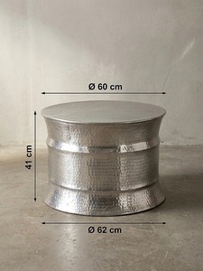 Mesa de Centro Redonda Moderna de Aluminio para el Hogar, 60 cm de Diámetro, Diseño Industrial, Mueble de Metal Hecho a Mano para Sala de Estar - Product Image 1