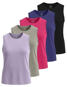 High Quality 5 Pack Women Dry-Fit Tank <b>Top</b> Sleeveless T-Shirt Athletic Workout Gym Shirt - Product Image 1