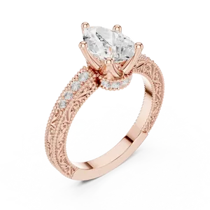 Anillo de diamantes redondos para novia con piedra central de color E creada en laboratorio, halo oculto y engaste de oro para un regalo de boda romántico. - Product Image 6