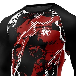 5 Sports Unisexe Adultes MMA Rash Guard Manches Longues Ajusté Anti-humidité Séchage Rapide Respirant 220g Haut d'Arts Martiaux Mixtes Rouge - Product Image 4