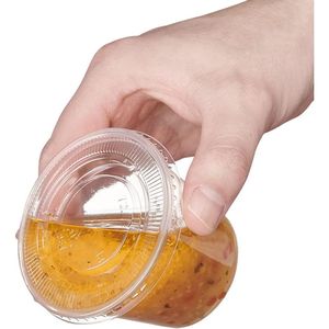 50 Contenitori Monouso Trasparenti in Plastica con Coperchio per Soufflé, Insalate, Gelatine e Shot - Bicchierini Monodose per Bevande Porzionate - Product Image 4