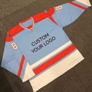 เสื้อฮอกกี้น้ำแข็งคุณภาพสูงสั่งทำได้ตามต้องการ ไซส์ US สำหรับทุกเพศ พิมพ์ลายแบบ Sublimation ผ้าโพลีเอสเตอร์ตาข่าย 100% แขนสั้น คอวี ขายส่ง - Product Image 4