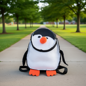 Mochila de pingüino para estudiantes hecha de fieltro, linda y duradera, compañera de viaje - Product Image 3