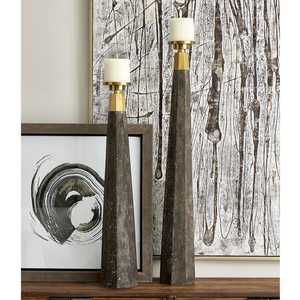 Juego de Portavelas Altos de Hormigón y Metal Dorado de Estilo Moderno, Diseño Industrial Chic para Decoración de Lujo, Calidad Premium - Product Image 6