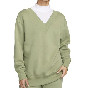 Sudadera de Otoño de gran tamaño con logotipo personalizado para mujer, Sudadera con capucha de manga larga de punto informal, sudaderas de talla grande con cuello redondo - Product Image 1