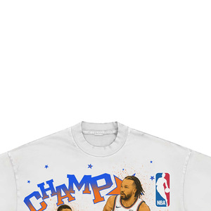 2026 Knicks Champions T-Shirt <b>Men's</b> White Short Sleeve 100% Cotton Solid Jersey Print <b>Turtleneck</b> Formal Regular Fit - Product Image 3