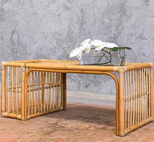 Table basse en bambou et rotin, style industriel bohème, pour l'extérieur, la maison, l'hôtel, la station balnéaire, fabriquée au Vietnam - Product Image 1