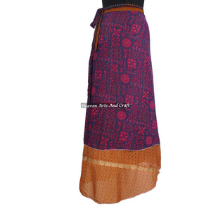 Boho New Two Layered Reversible New Indian Around Silk Sari <b>Wrap</b> <b>Skirts</b> Reversible 2 Layer Adults <b>Wrap</b> Around <b>Skirt</b> Indian Multi - Product Image 4