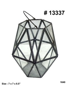 Modern Eco-Friendly Geometric Hanging Glass Terrarium Pyramid Shape Tabletop Vase for Christmas Home Decor - Product Image 2