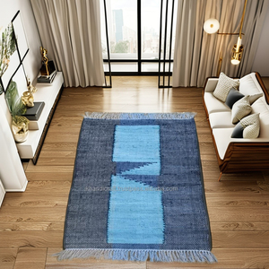 Tapis Dari pour femmes à forte demande Laine bleue denim abstraite de haute qualité avec motif de puzzle uni Superbe coût de tapis de prière marocain - Product Image 4