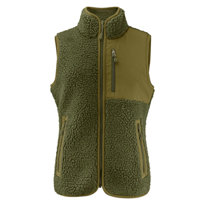 Chaleco de Forro Polar Sherpa de Alta Calidad, Cuello Alto, Cierre de Cremallera, Cortavientos, Ropa de Invierno, Estilo Casual, Verde Oliva - Product Image 1