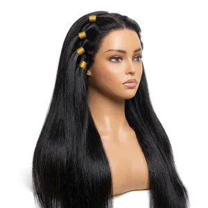100% Remy Hair <b>Long</b> Natural <b>Black</b> Human Hair Straight Remy Virgin Bulk Silk Base Double Drawn Density Customize Size - Product Image 5