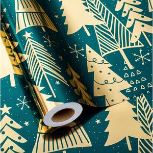 Carta da Regalo Natalizia Verde Metallizzata di Lusso 17 Pollici X 33 Piedi, Elegante Carta Festiva per Confezioni Regalo Invernali - Product Image 3