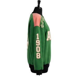 Sudadera Verde con Cuello Redondo para Mujer, Ivy Rose 1908, con Gráfico de Medallón, Manga Larga, Estilo Casual y Preppy - Product Image 3
