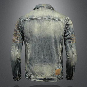 Classic Vintage Denim Jacket for <b>Men</b> Light Casual <b>Stretch</b> Cotton Coat Button for Spring Autumn New Brand Bomber Jacket - Product Image 4