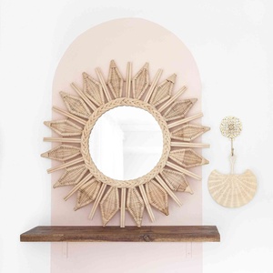Cheapest price wall mirror flower design rattan mirrors wholesale high quality home <b>accessory</b> - Product Image 6