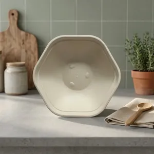 Great Quality Disposable 360ml Hexa Bowl Made From <b>Pulp</b> Moulded Sugarcane Bagasse Eco-Friendly Biodegradable for Party Catering - Product Image 1