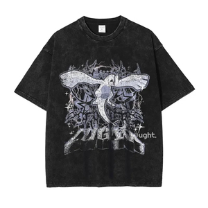 Custom OEM Oversized Streetwear Graphic <b>T</b> Shirt Japanese Anime Fish Design <b>Back</b> Print 100% Cotton Loose Fit Unisex Summer Casual - Product Image 4