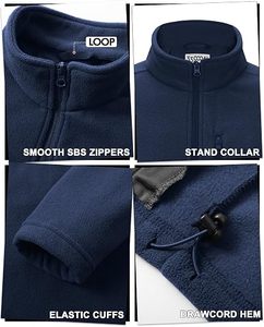 Navy Blue <b>Men's</b> Full Zip Fleece Jacket Stand Collar Polar Outerwear Lightweight <b>Warm</b> Casual <b>Winter</b> <b>Coat</b> - Product Image 4