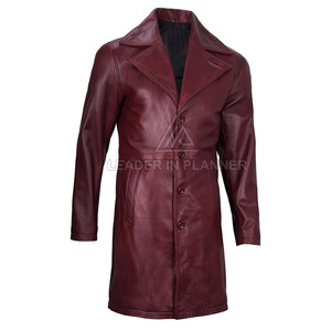 Abrigo de cuero PU para hombre a precio de fábrica, chaqueta de cuero larga informal y a la moda para invierno, de alta calidad. - Product Image 2