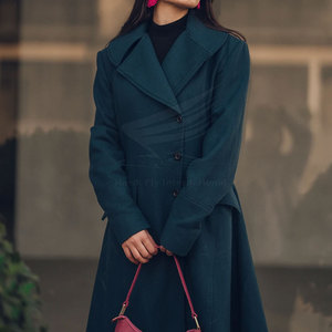 Abrigo Largo de Lana para Mujer, Estilo Urbano, Invierno, Transpirable, de Alta Calidad, Casual, Moderno, con Forro de Algodón - Product Image 2