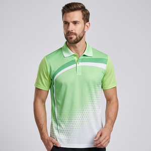 T-shirt décontracté pour homme à manches courtes en jersey de polyester respirant, motif uni, dégradé vert, 180g, style sportif, Bangladesh - Product Image 3