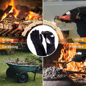 Guantes de Soldadura Hechos de Cuero Vacuno de Doble Capa de Alta Calidad, Diseño Personalizado, Guantes de Soldador Industriales para Construcción - Product Image 6
