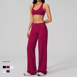 Conjunto de Yoga de 2 Piezas para Mujer, Ecológico, Transpirable, de Secado Rápido, Cintura Alta, Diseño Sólido, Holgado, para Ejercicio - Product Image 1