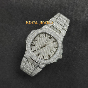 Montre à quartz en acier inoxydable avec cadran carré, bracelet, affichage de la date, style hip-hop, luxe, unisexe - Product Image 1