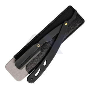 มีดโกนหนวดตรงสำหรับผู้ชาย สแตนเลสสีดำ สำหรับช่างตัดผม ยี่ห้อ OEM ราคาขายส่งจากโรงงาน - Product Image 4