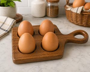 Bandeja Porta Huevos de Madera de Mango Premium, Organizador de Almacenamiento de Huevos de Madera con Ranuras Personalizadas, Tabla de Servir para Cocina, Refrigerador, Restaurante - Product Image 2