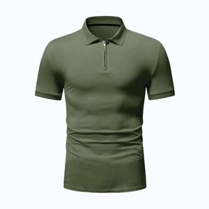 Camisetas Polo Deportivas para Hombre, Tallas Grandes, Cierre de Cremallera de un Cuarto, Ropa Deportiva de Golf para Adultos, 100% Algodón, Manga Corta, 2027 - Product Image 1