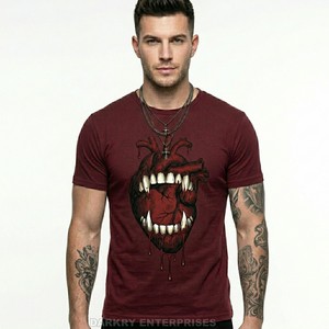 Fabricante de Camisetas Personalizadas para Hombre, Camiseta con Gráfico de Calavera Vampiro Estilo Glitch Art, Proveedor de Camisetas de Algodón Streetwear al por Mayor, OEM ODM China - Product Image 5