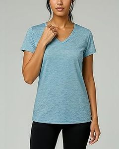 Camiseta Deportiva para Mujer, Cuello en V, Color Sólido, Absorbe la Humedad, Transpirable - Product Image 3