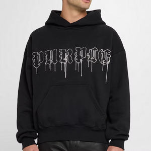 Sweat-shirt à capuche surdimensionné pour homme personnalisé avec strass, en tissu molletonné 100% coton, style streetwear moderne - Product Image 4