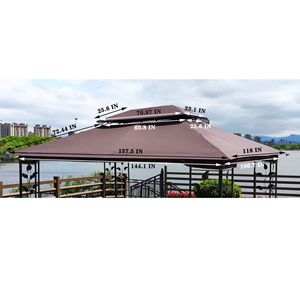 13x10 Ft marrone doppio tetto Patio Gazebo di ricambio a baldacchino superiore in tessuto categoria di prodotti a baldacchino e Gazebo e pergolato - Product Image 4