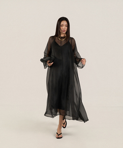 Vestidos Midi de Seda de Verano, Transpirables, Casuales, Holgados, Minimalistas, de Manga Larga, Cuello Redondo, de Organza Transparente, de Lujo, para Embarazadas - Product Image 2